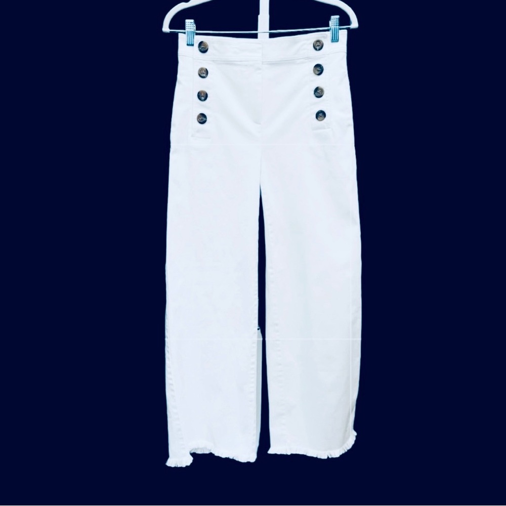 NWOT Ann Taylor Sailor Style Pants With Wide Leg And Frayed Bottom. Size 0